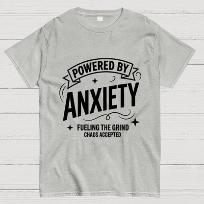 Powered By Anxiety Art Print Geek T-Shirt