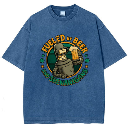 Fueled By Beer Vintage Distressed T-shirt