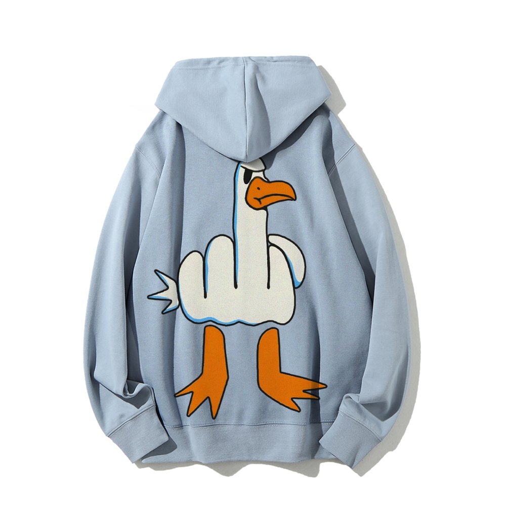 Rude Seagull Design Funny Printed Back Cotton Hoodie