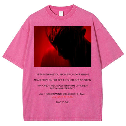 Tears In Rain-Tears In Red-Time To Die Vintage Distressed T-shirt