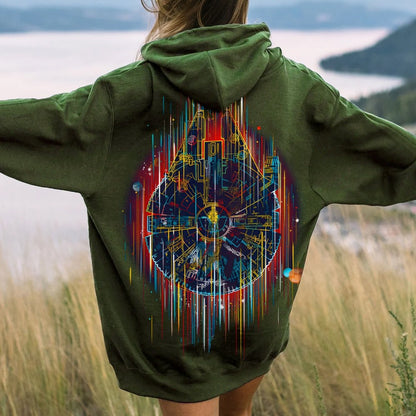 The Neon Falcon Printed Back Cotton Hoodie
