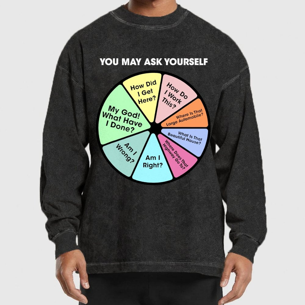 You May Ask Yourself Washed Long Sleeve Tee