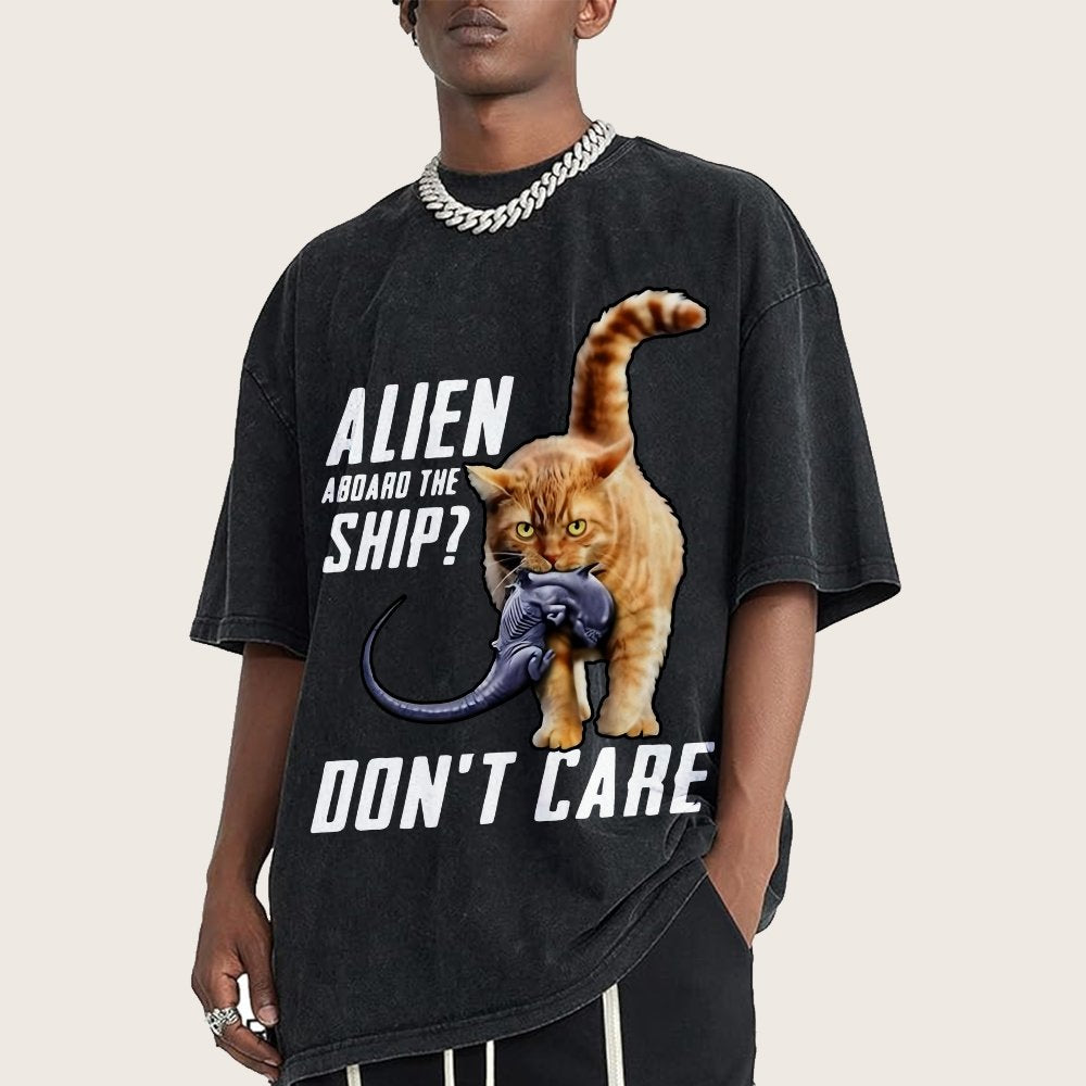 Top Cat Alien Aboard The Ship Don’t Care Vintage Distressed T-shirt