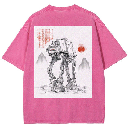 Astrobot Invention Armored Walker Back Print Washed T-Shirt