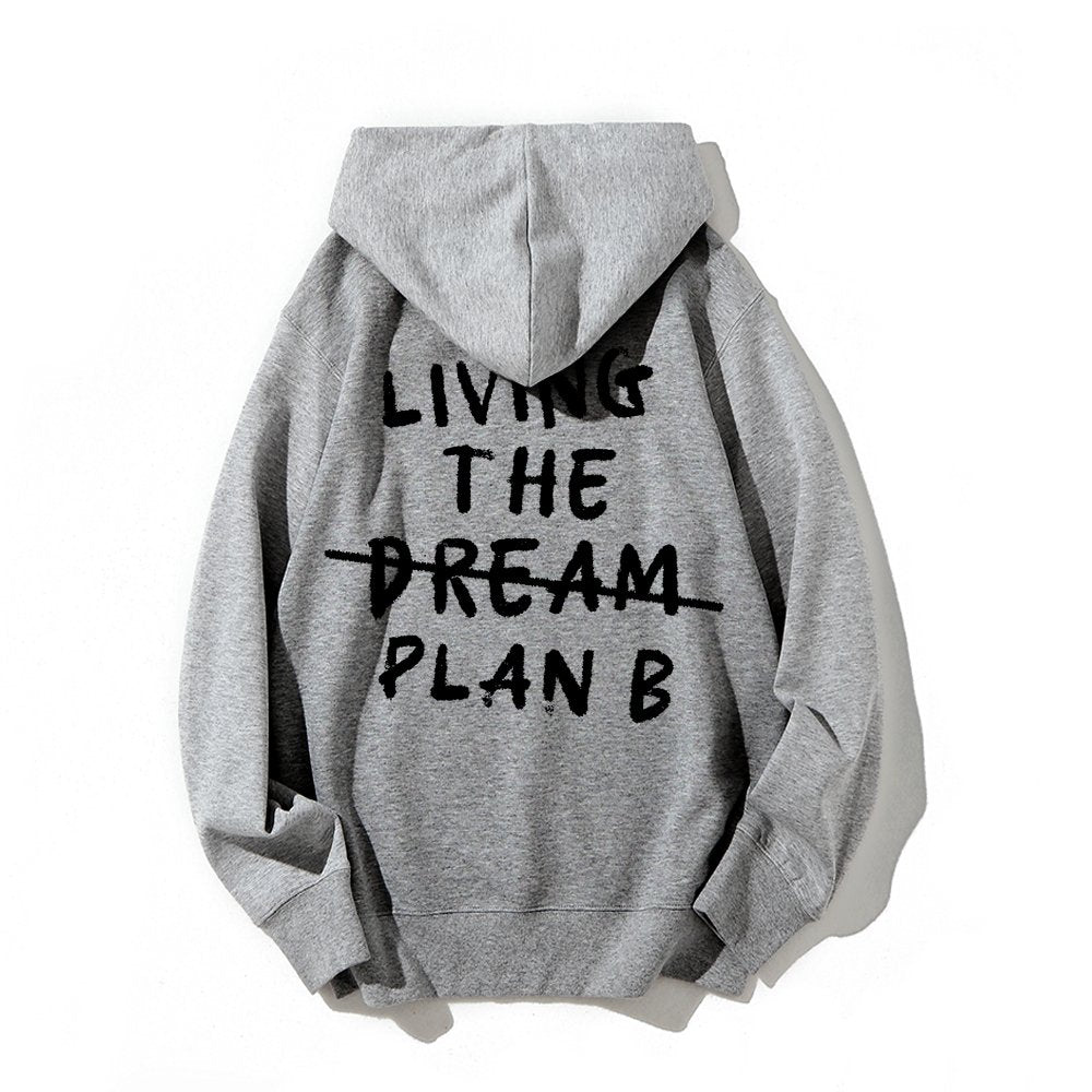 Living Plan B Printed Back Unisex Cotton Hoodie