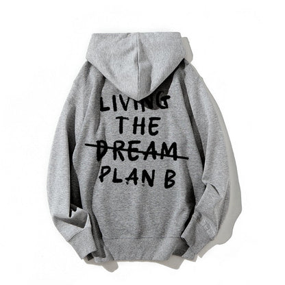 Living Plan B Printed Back Unisex Cotton Hoodie