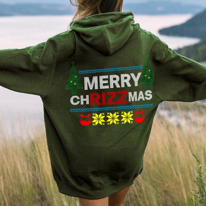 MERRY CHRIZZMAS Printed Back Unisex Cotton Hoodie