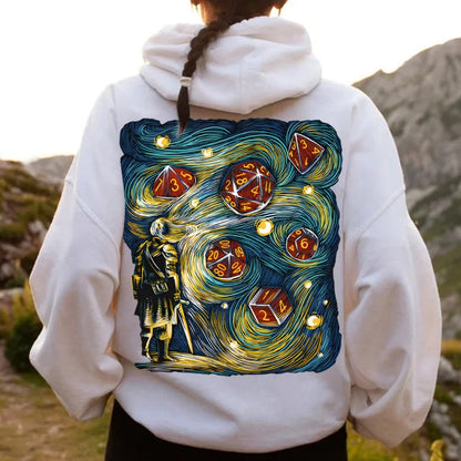 Starry Dice Printed Back Cotton Hoodie
