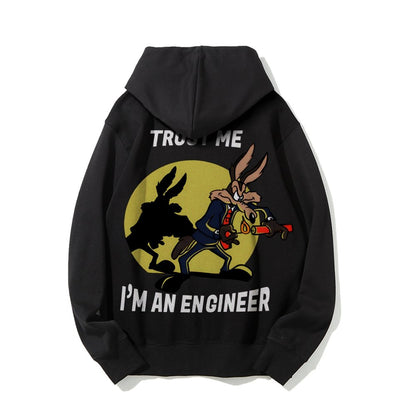 Trust Me I'm An Engineer Printed Back Cotton Hoodie
