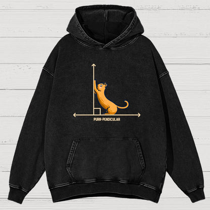 Purr-Pendicular Cute Maths Cat Premium Vintage Distressed Hoodie