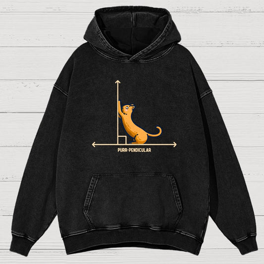 Purr-Pendicular Cute Maths Cat Premium Vintage Distressed Hoodie