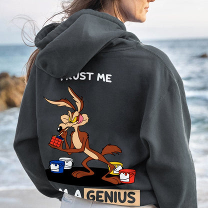 Trust Me I'm a Genius Printed Back Cotton Hoodie