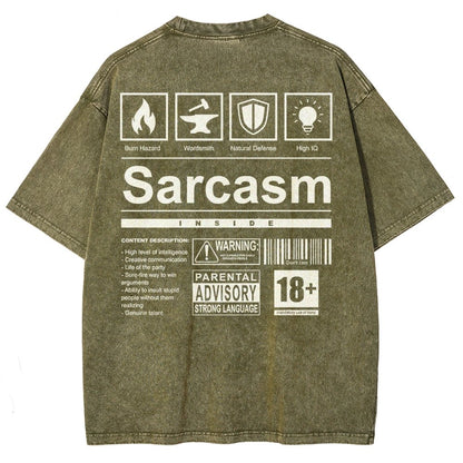 Sarcasm Label Washed T-Shirt