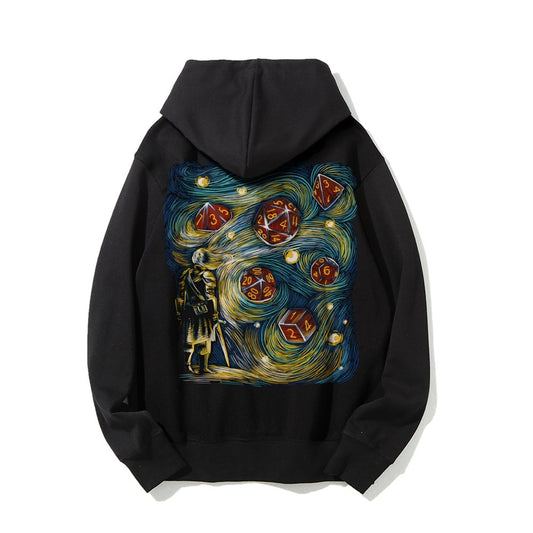 Starry Dice Printed Back Cotton Hoodie