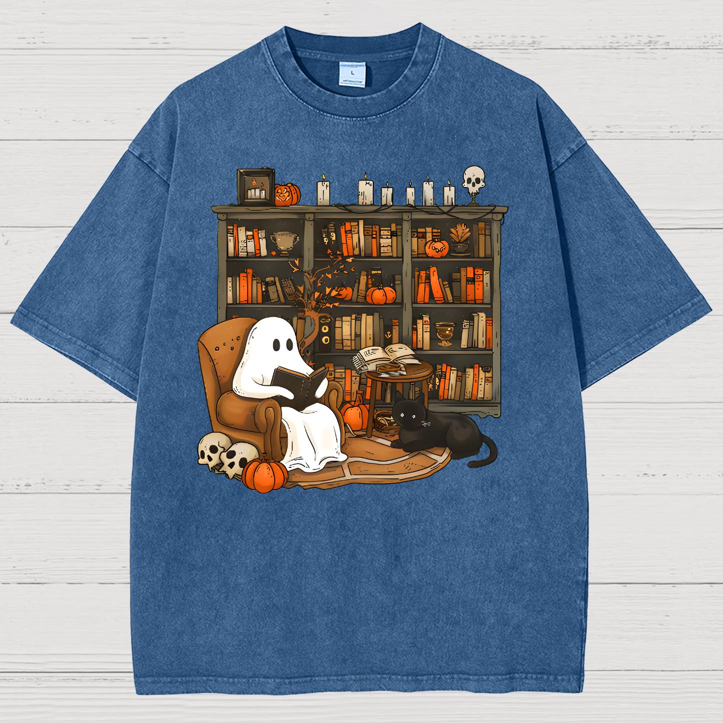 Retro Ghost Reading Books Sweatshirt Vintage Distressed T-shirt