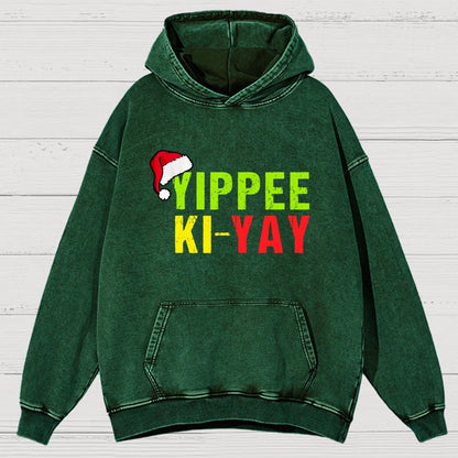 Yippee-Ki-Yay Funny Christmas Vintage Distressed Hoodie