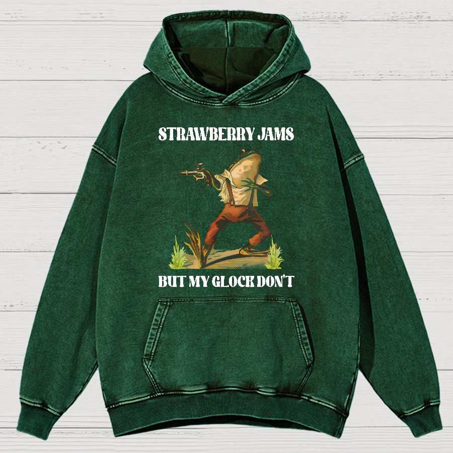 Strawberry Jams But My Glock Don't Vintage Distressed Hoodie