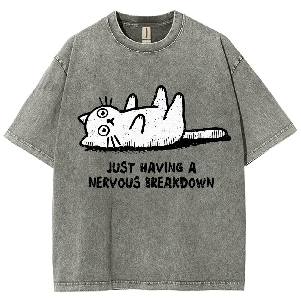 Nervous Breakdown Cat Vintage Distressed T-shirt