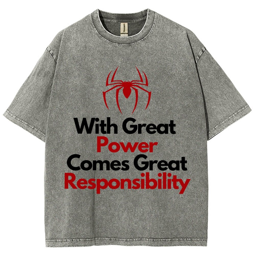 With Great Power Comes Great Responsibility Vintage Distressed T-shirt