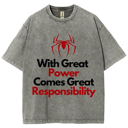 With Great Power Comes Great Responsibility Vintage Distressed T-shirt
