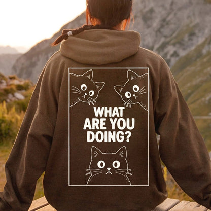 What Are You Doing Printed Back Unisex Cotton Hoodie