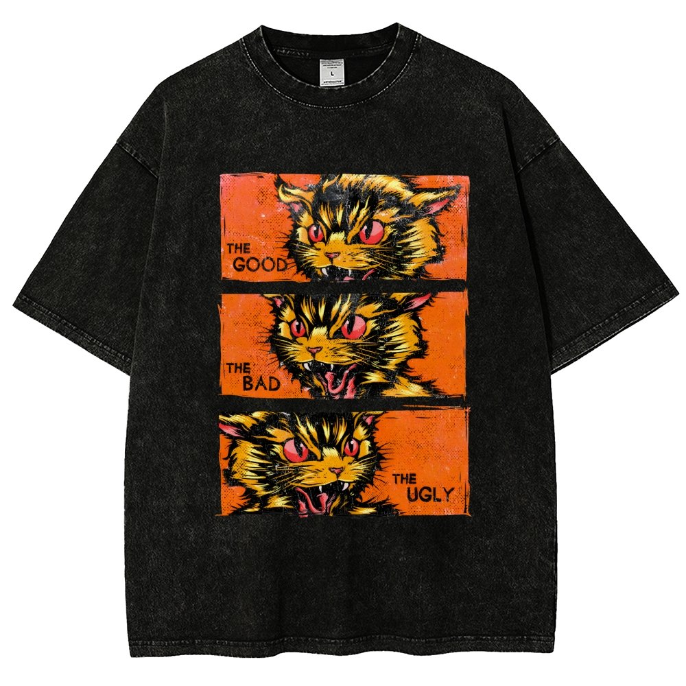 The Good The Bad The Ugly Cat  Vintage Distressed T-shirt