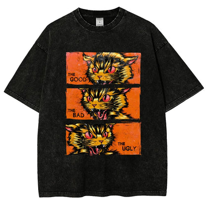 The Good The Bad The Ugly Cat  Vintage Distressed T-shirt