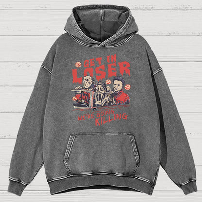 Get In Loser Halloween Vintage Distressed Hoodie