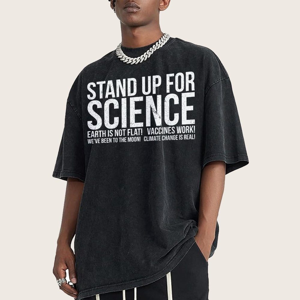 Earth Is Not Flat Stand Up For Science Vintage Distressed T-shirt