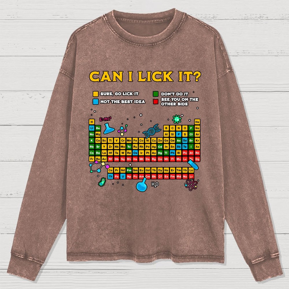 Can I Lick It Periodic Table Washed Long Sleeve Tee