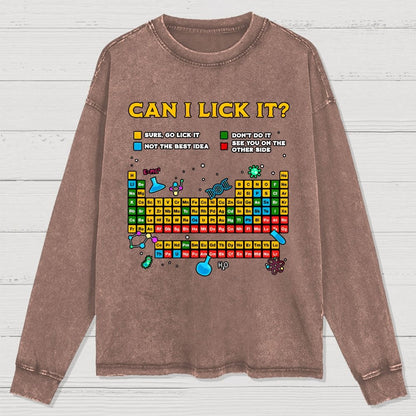 Can I Lick It Periodic Table Washed Long Sleeve Tee
