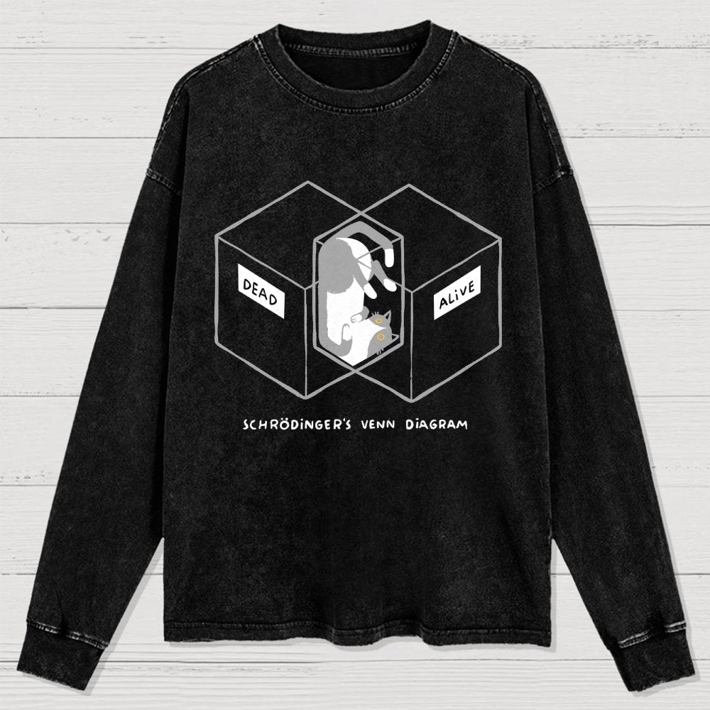 Schrodingers Venn Diagram Washed Long Sleeve Tee