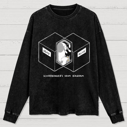 Schrodingers Venn Diagram Washed Long Sleeve Tee