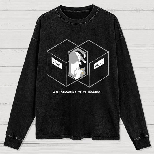 Schrodingers Venn Diagram Washed Long Sleeve Tee