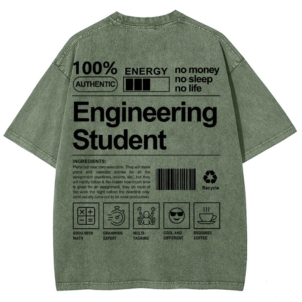 Engineering Student Unisex Fit Washed T-Shirt