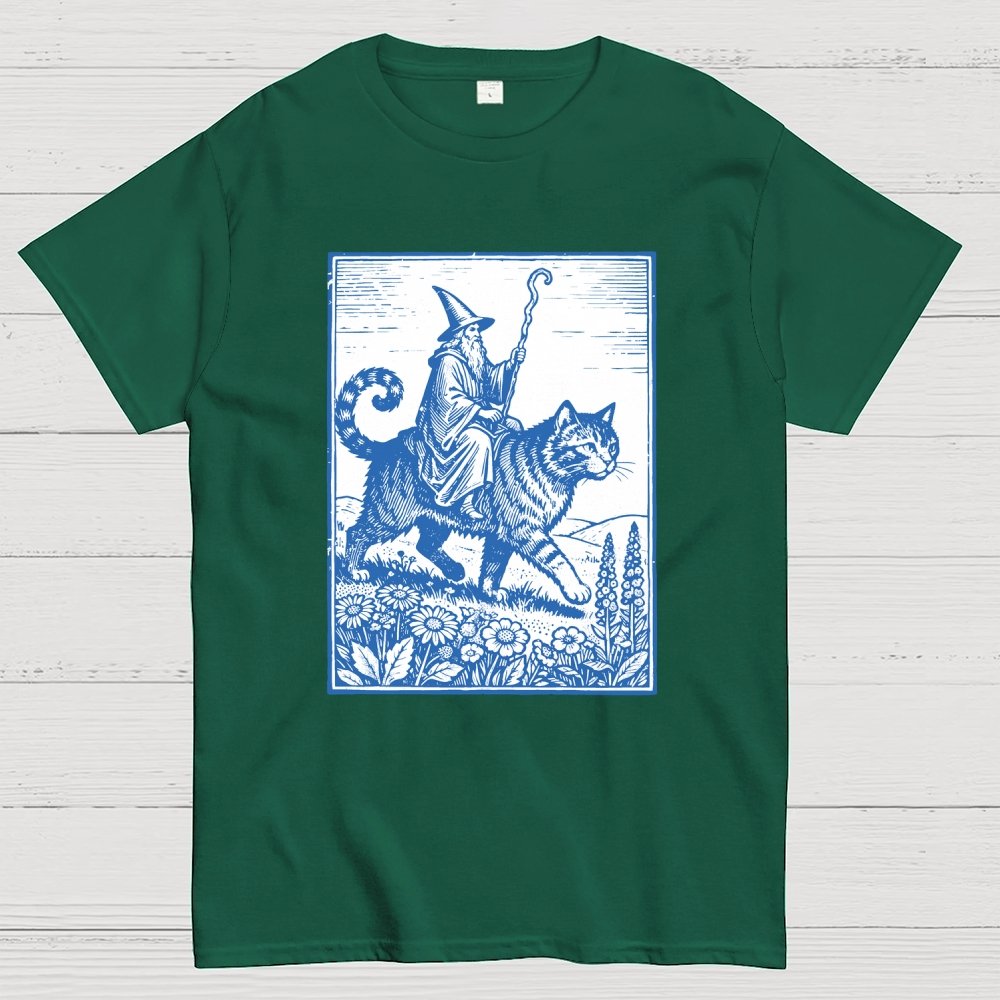 Wizard Cat Rider Geek T-Shirt