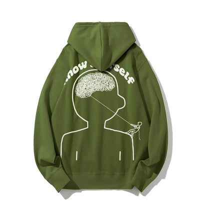 Vintage Mental Health Matters Graphic Print Printed Back Cotton Hoodie