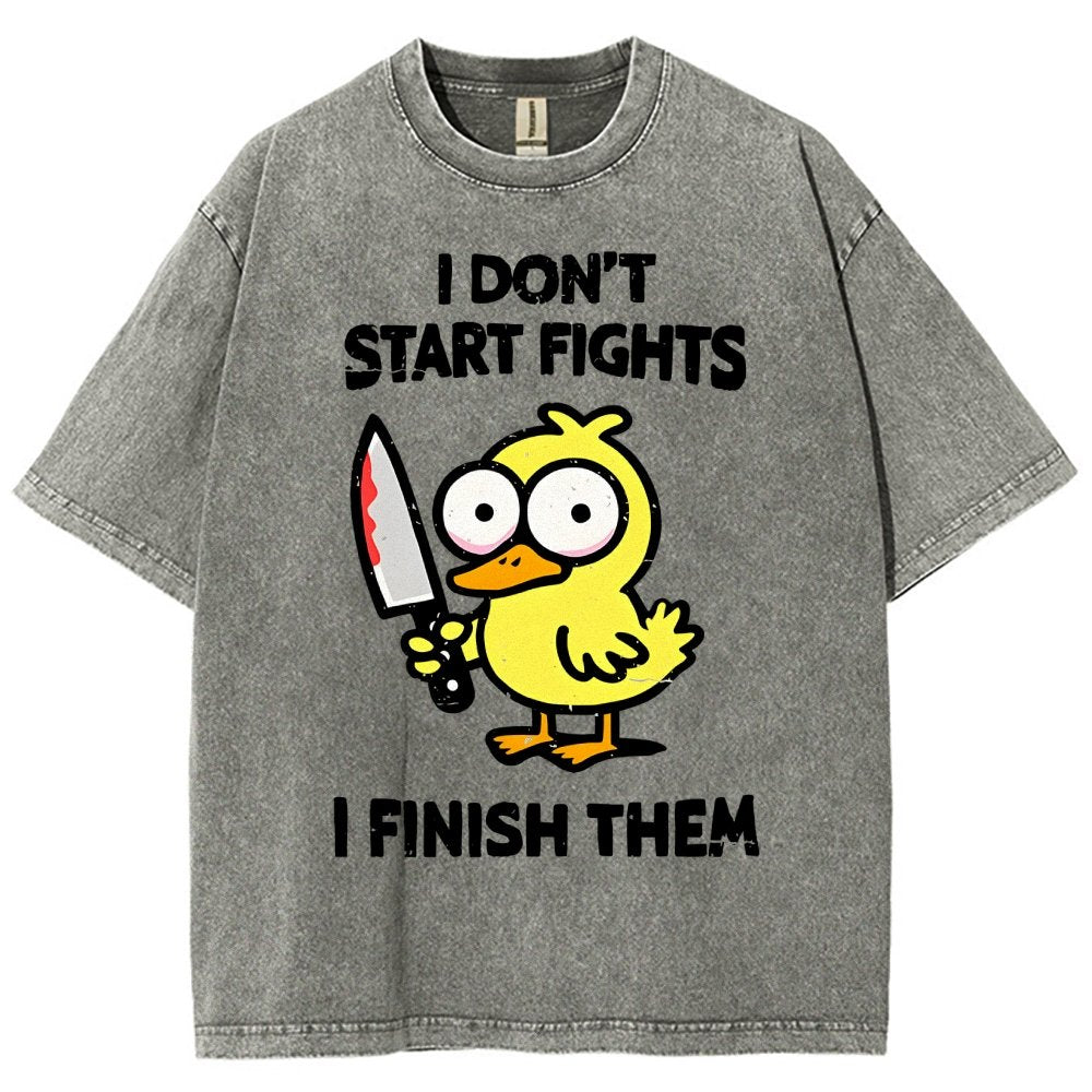 I Don't Start Fights Vintage Distressed T-shirt