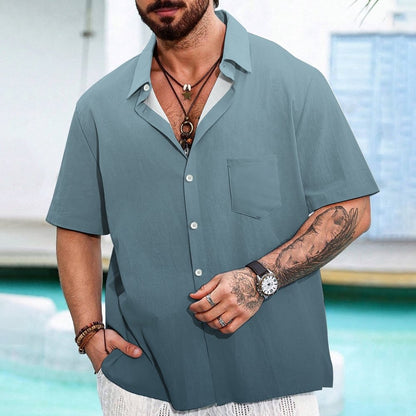 Gradient Color Comfortable Casual Cotton And Linen Geek Shirt