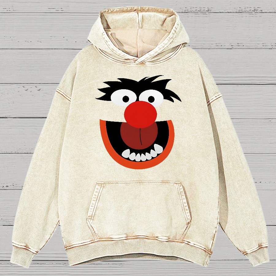 Retro Pop Culture Puppet Face Vintage Distressed Hoodie