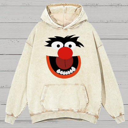 Retro Pop Culture Puppet Face Vintage Distressed Hoodie