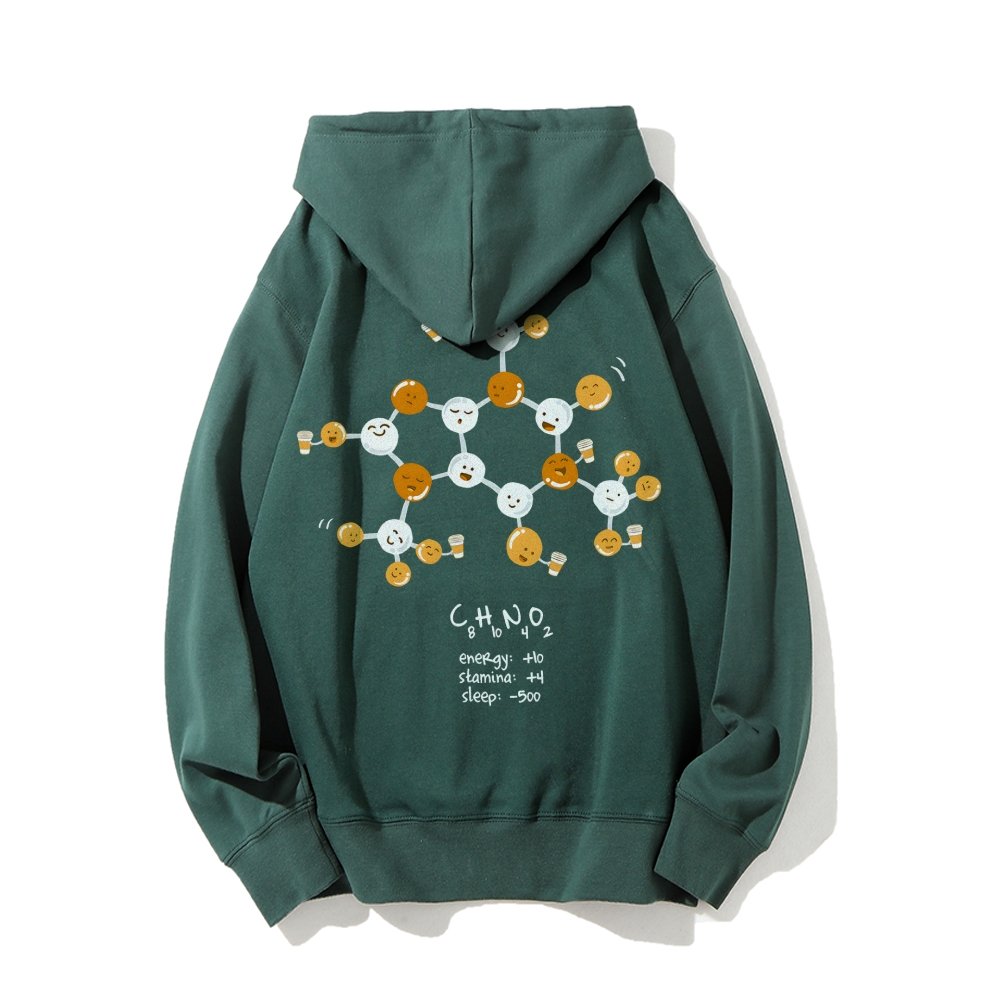 Caffeine Power Up Printed Back Unisex Cotton Hoodie