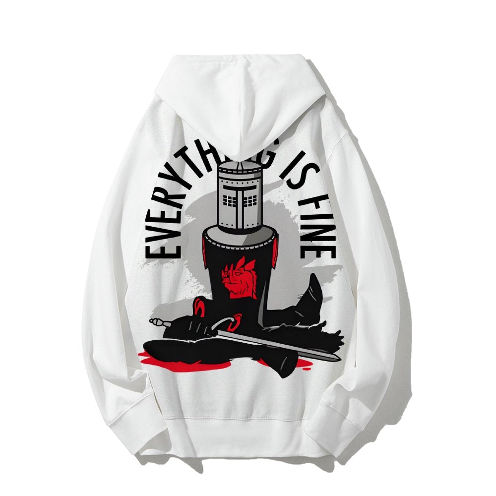 Everything Is Fine Printed Back Cotton Hoodie
