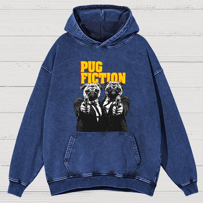 Pug Fiction Vintage Distressed Hoodie