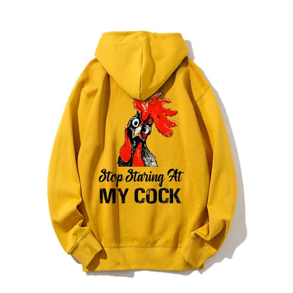 Stop Staring at My Cock Printed Back Unisex Cotton Hoodie