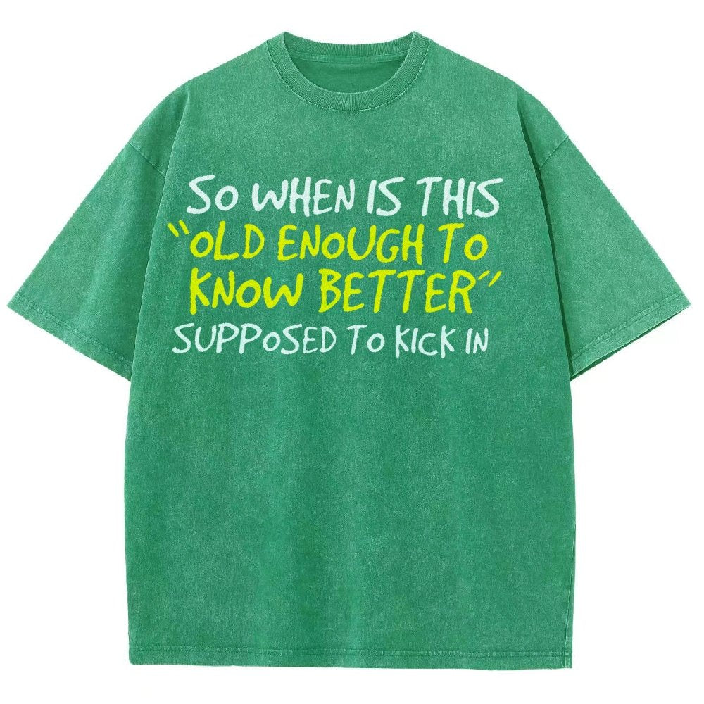 So When Is This Old Enough To Know Better Supposed To Kick In Vintage Distressed T-shirt