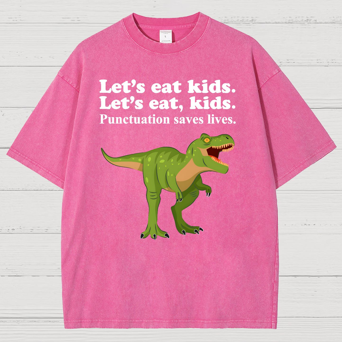 Let's Eat Kids! Punctuation Saves Lives Vintage Distressed T-shirt