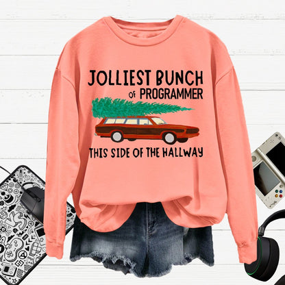 Jolliest Bunch Of Programmer Christmas Cotton Pullover Sweatshirt