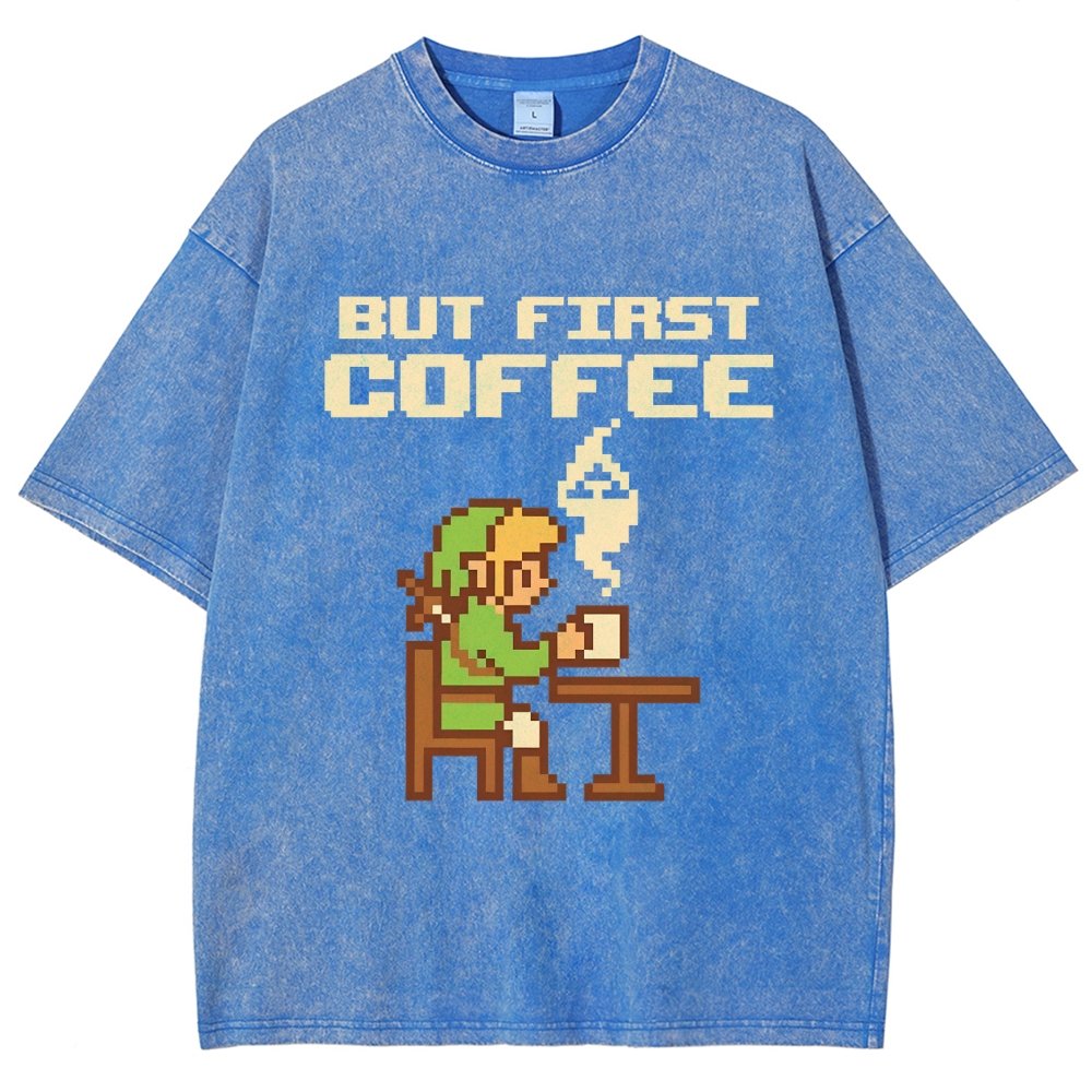 But First Coffee Vintage Distressed T-shirt