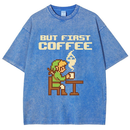 But First Coffee Vintage Distressed T-shirt